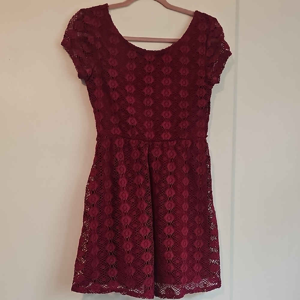 Love Reign Red Fit and Flare Mini Dress Scoop Neck